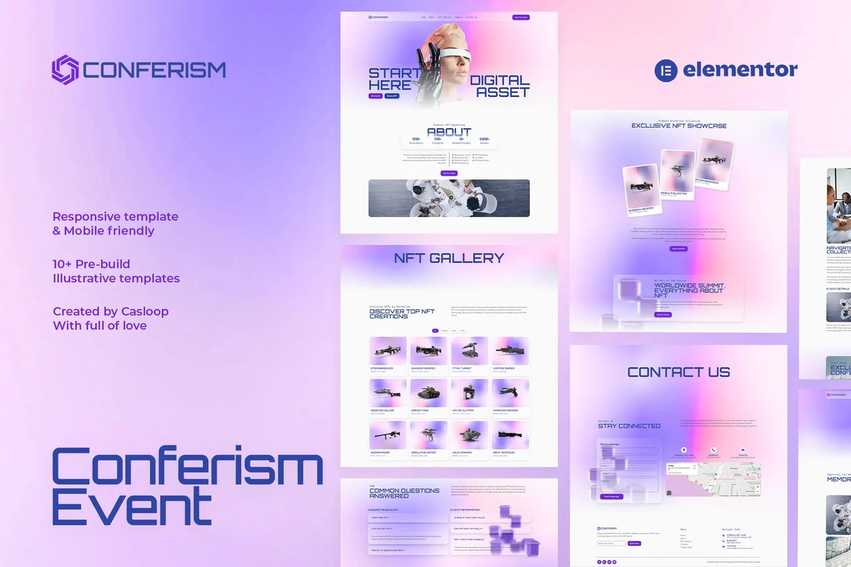NFT会议Elementor网站模板_一键导入快速建站插图-WP资源海 会议/展览 Elementor 网站模板封面