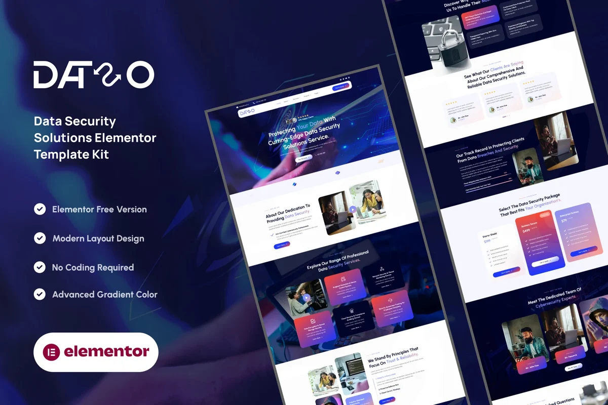 数据安全企业Elementor网站模板_一键导入快速建站插图-WP资源海 企业 Elementor 网站模板封面