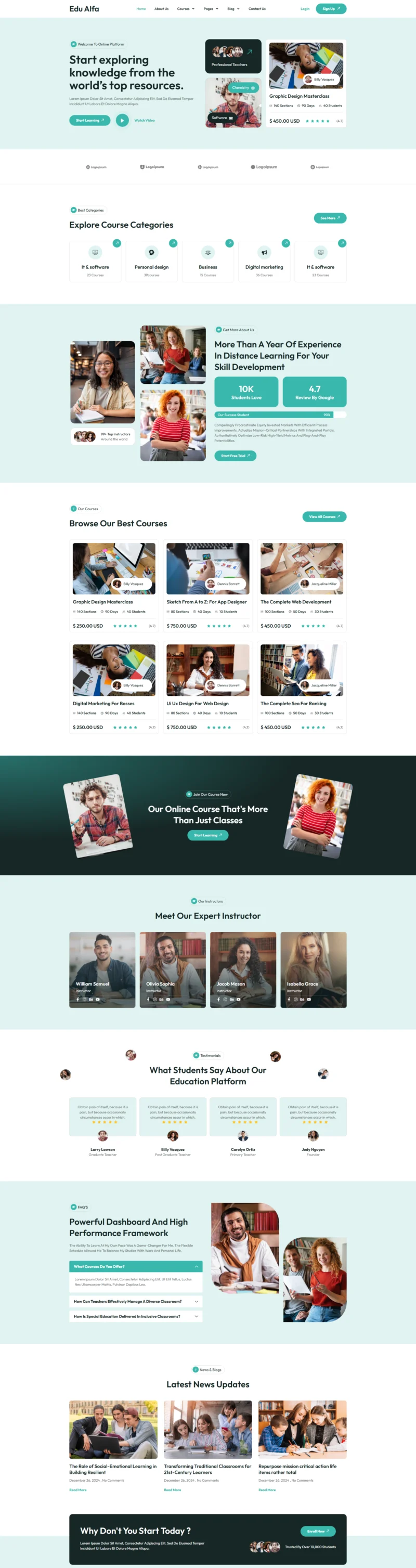 教育/培训 Elementor 模板首页预览