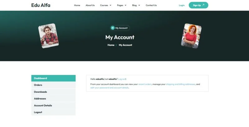 教育/培训 Elementor 模板我的账户预览