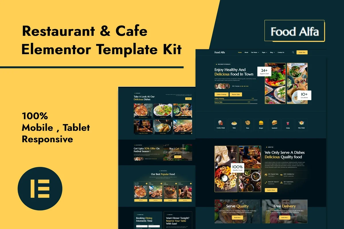 餐厅Elementor网站模板_一键导入快速建站插图-WP资源海 餐饮/食品 Elementor 网站模板封面