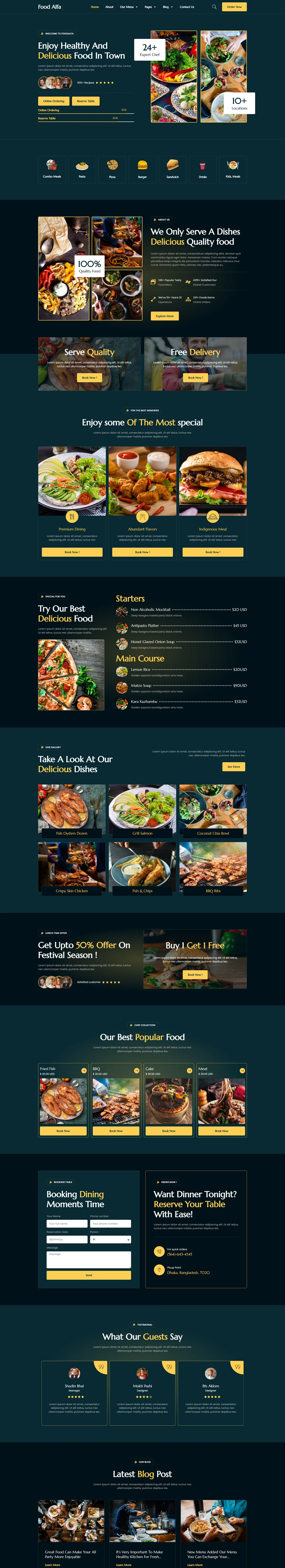 餐厅Elementor网站模板_一键导入快速建站插图1-WP资源海 餐饮/食品 Elementor 模板首页预览