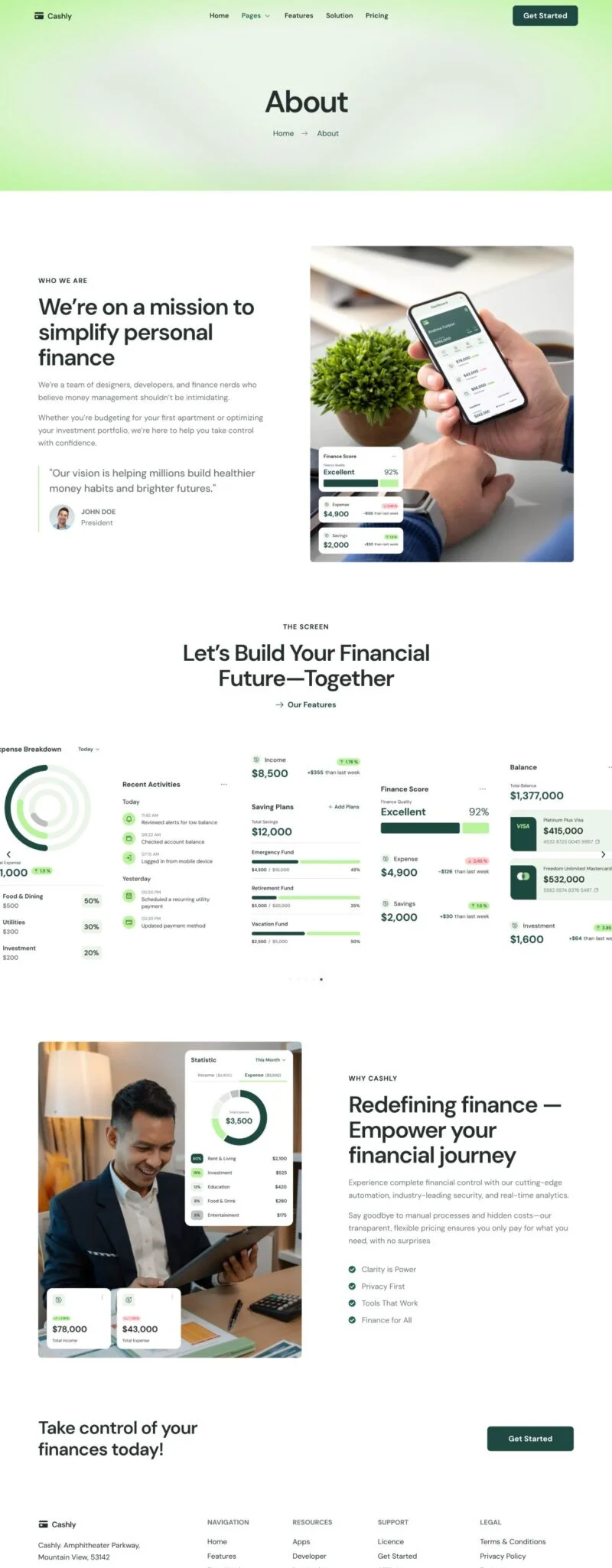 金融/投资 Elementor 模板关于我们预览