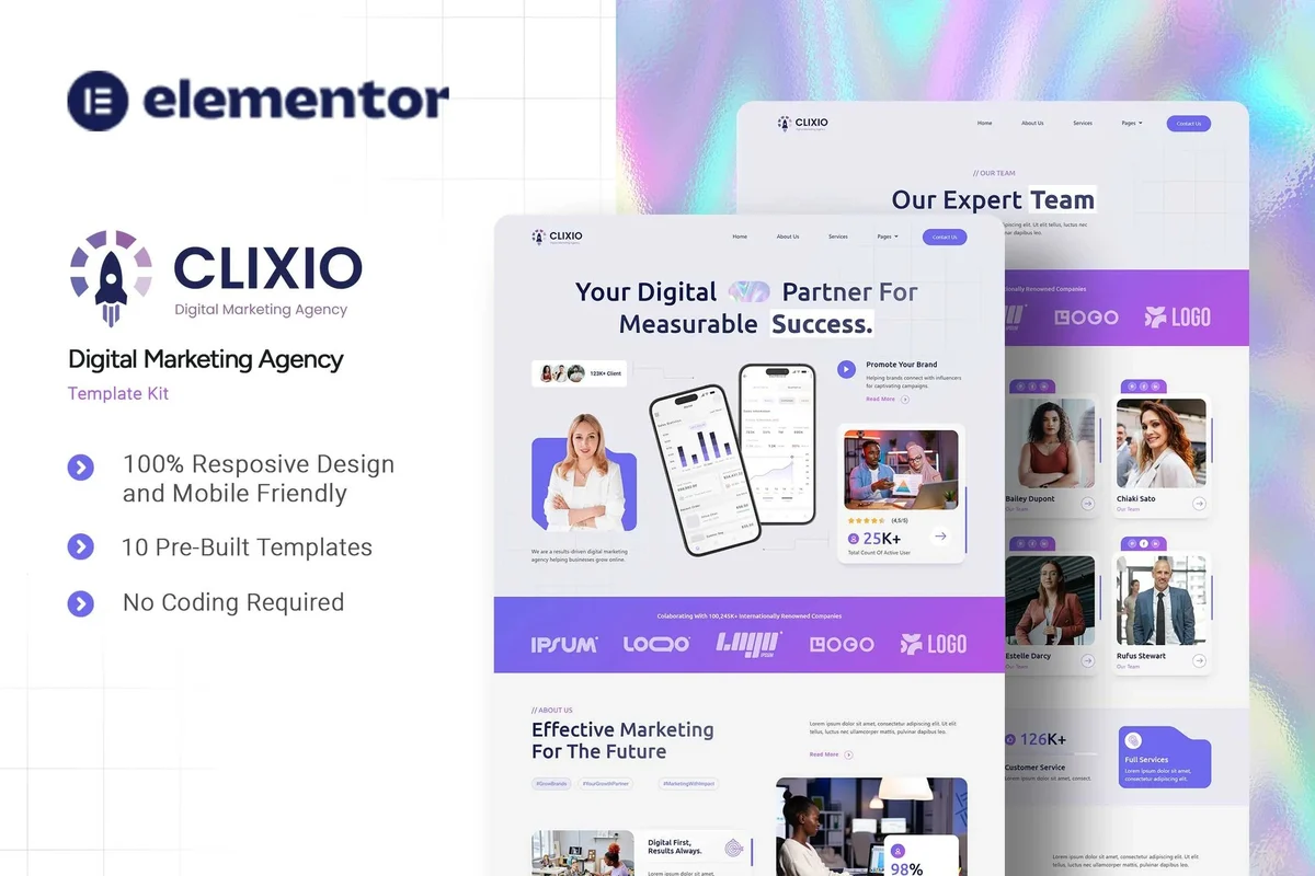 品牌营销推广Elementor网站模板_一键导入快速建站插图-WP资源海 广告/营销 Elementor 网站模板封面