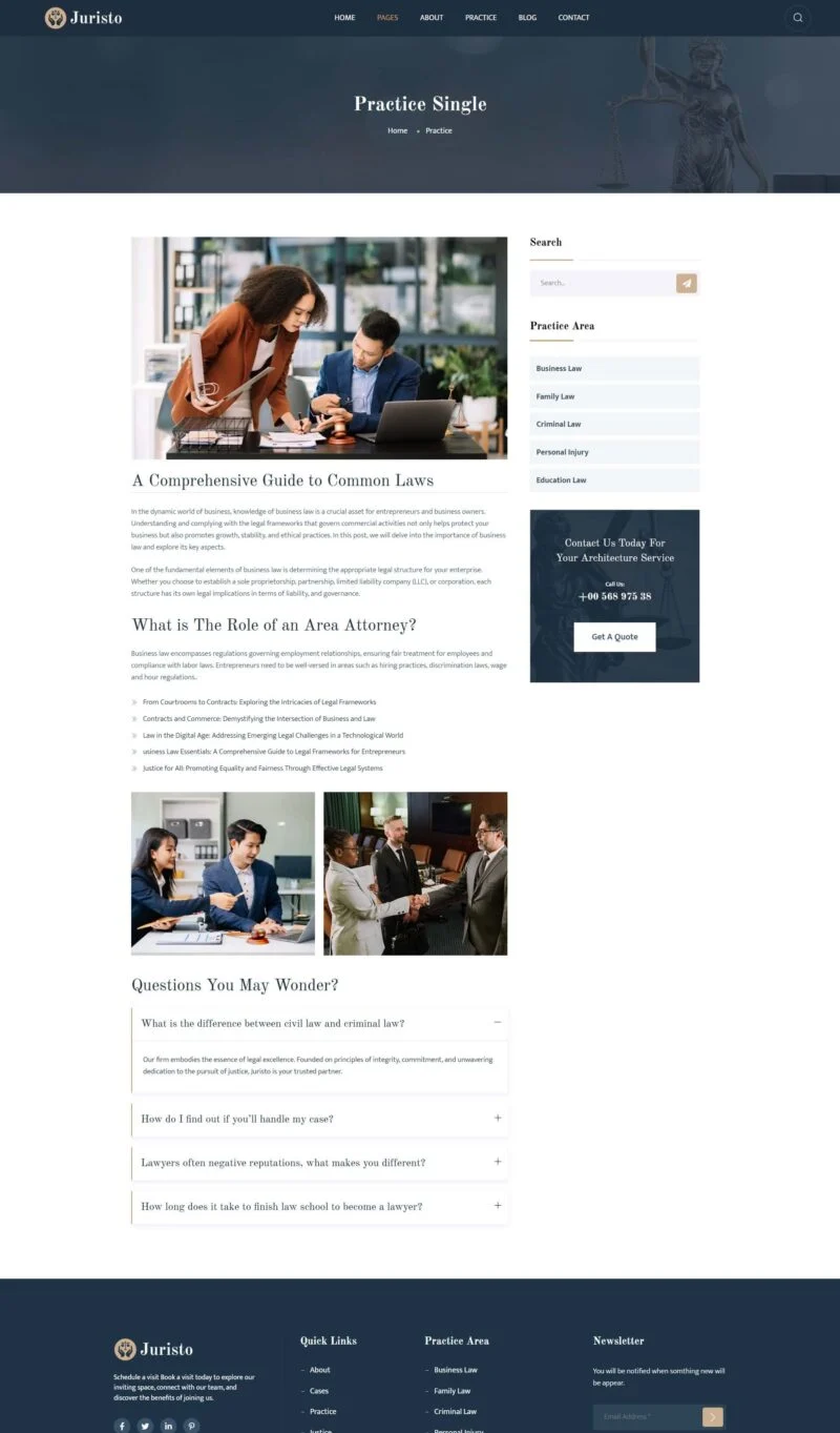政治/法律 Elementor 模板业务详情预览