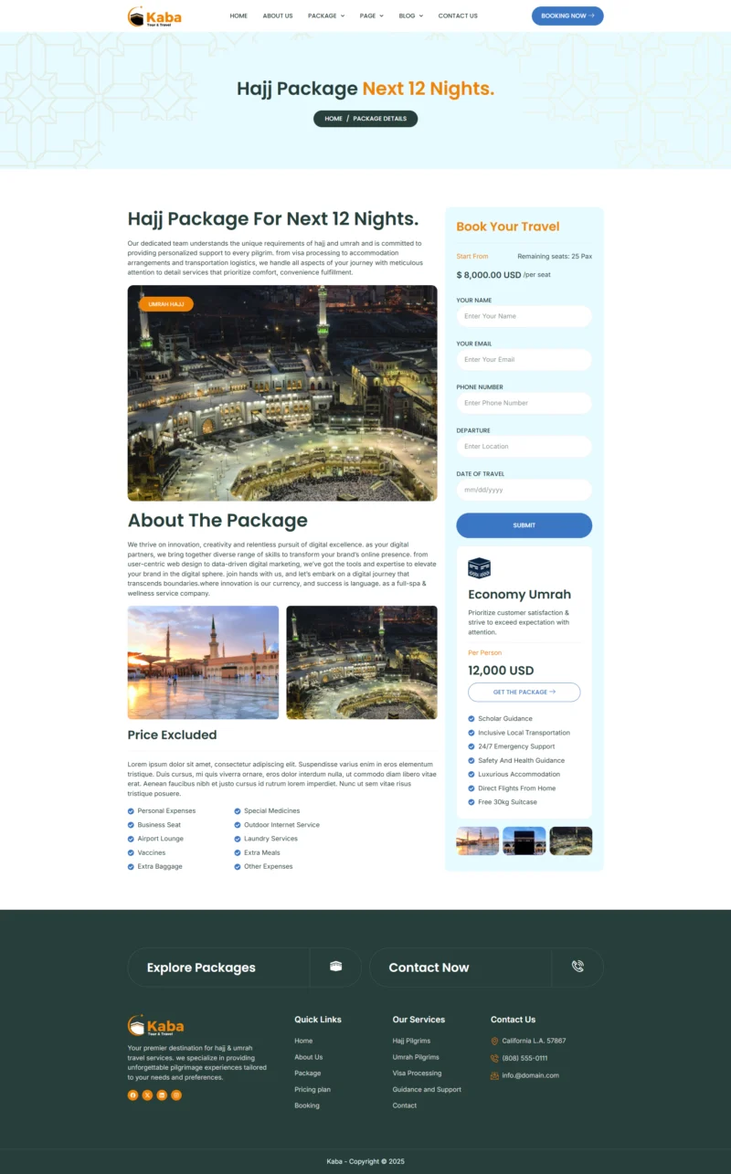 宗教朝圣旅行Elementor网站模板_一键导入快速建站插图4-WP资源海 户外/旅行 Elementor 模板套餐详情预览