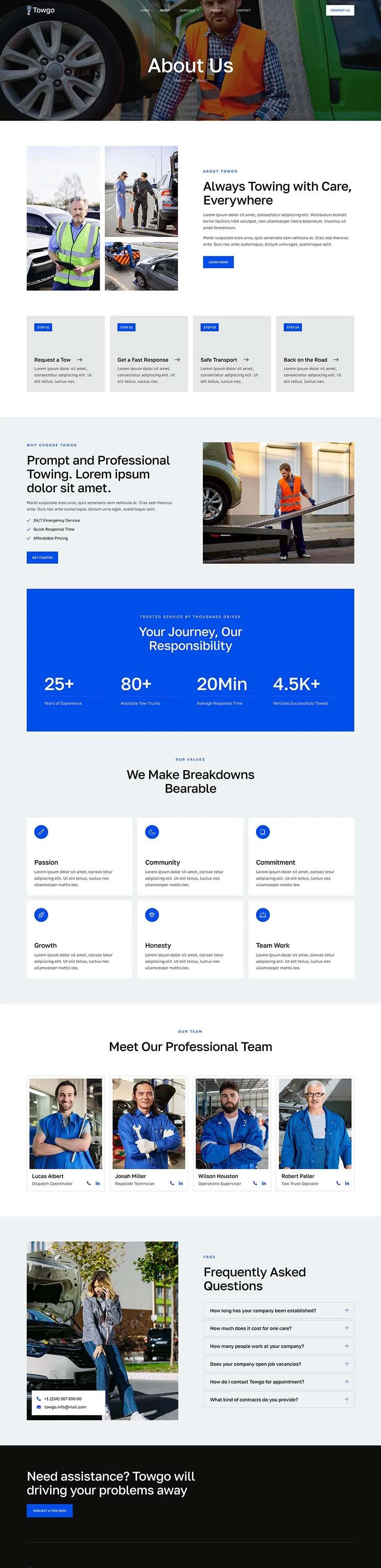 交通工具 Elementor 模板关于我们预览