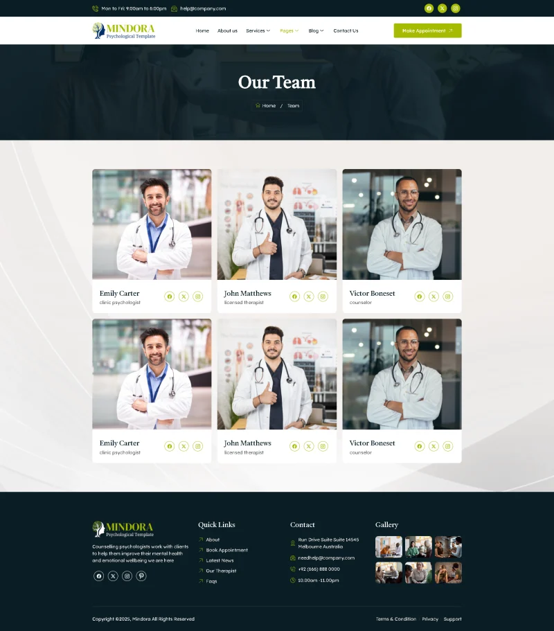 服务/咨询 Elementor 模板团队页面预览