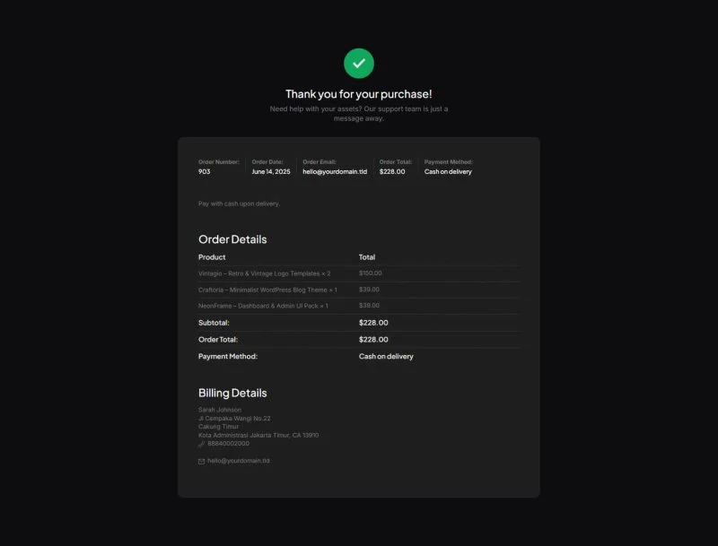 电商 Elementor 模板订单摘要预览