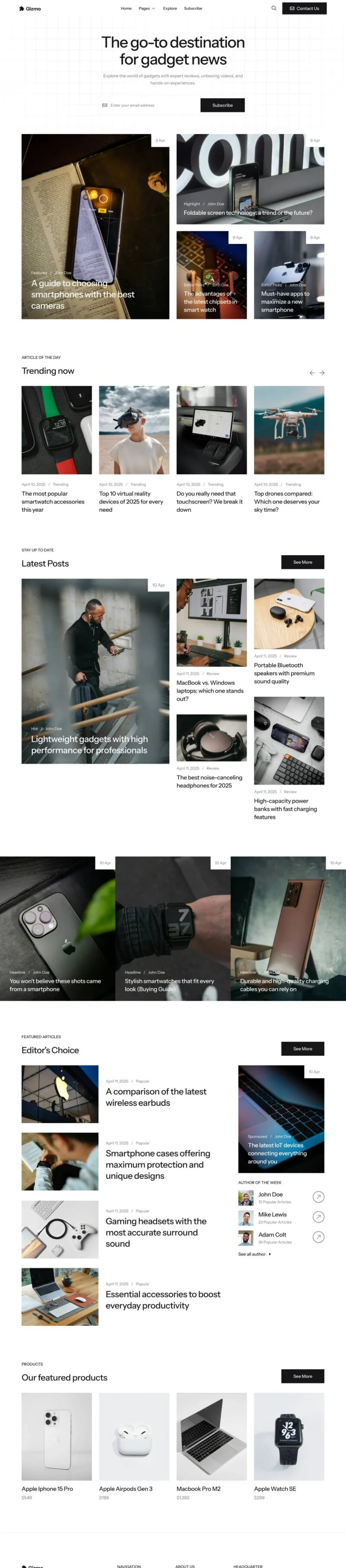 科技数码评测博客Elementor网站模板_一键导入快速建站插图1-WP资源海 博客/杂志 Elementor 模板首页预览