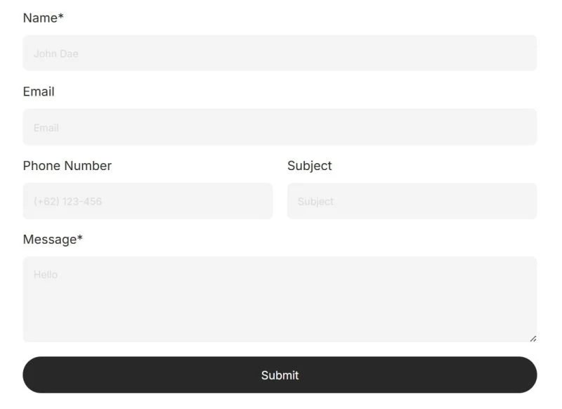 运动/健身 Elementor 模板联系表单预览