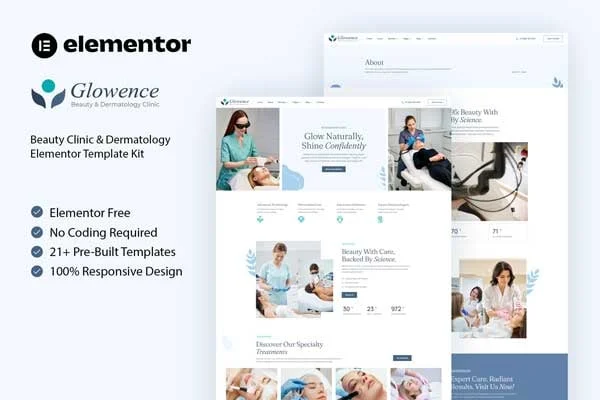 医美皮肤科Elementor网站模板_一键导入快速建站插图-WP资源海 健康/医药 Elementor 网站模板封面