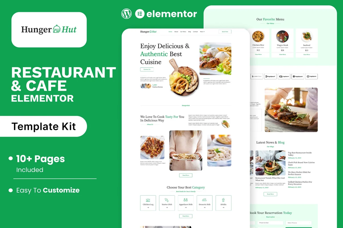 餐厅咖啡馆Elementor网站模板_一键导入快速建站插图-WP资源海 餐饮/食品 Elementor 网站模板封面