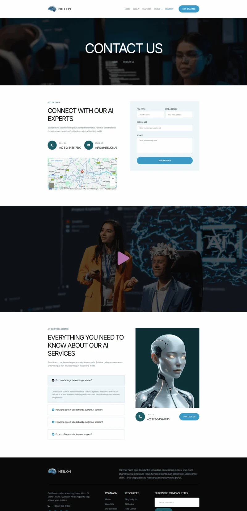 AI技术Elementor网站模板_一键导入快速建站插图2-WP资源海 AI Elementor 模板联系页面预览