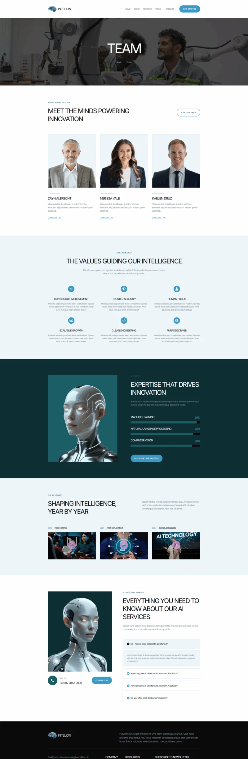 AI技术Elementor网站模板_一键导入快速建站插图4-WP资源海 AI Elementor 模板团队页面预览
