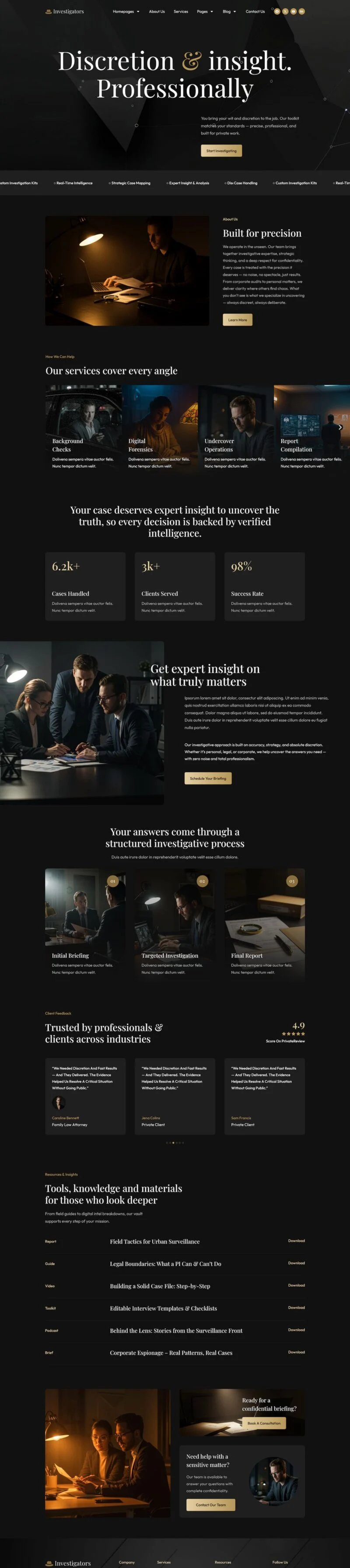 调查公司Elementor网站模板_一键导入快速建站插图1-WP资源海 服务/咨询 Elementor 模板首页预览