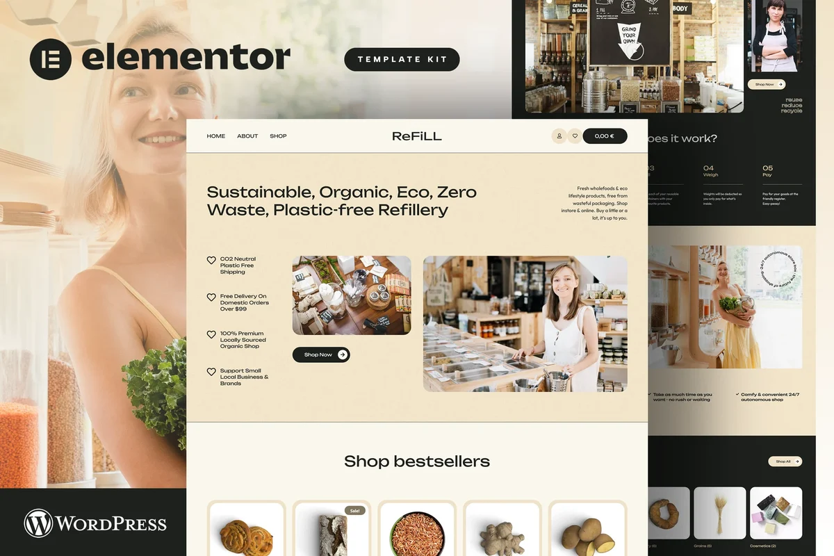 环保杂货电商Elementor网站模板_一键导入快速建站插图-WP资源海 电商 Elementor 网站模板封面