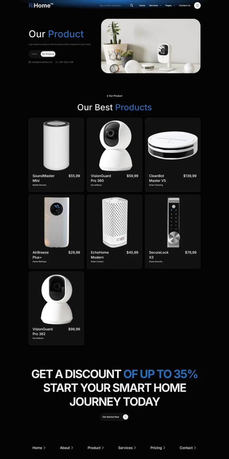 科技/数码 Elementor 模板产品列表预览