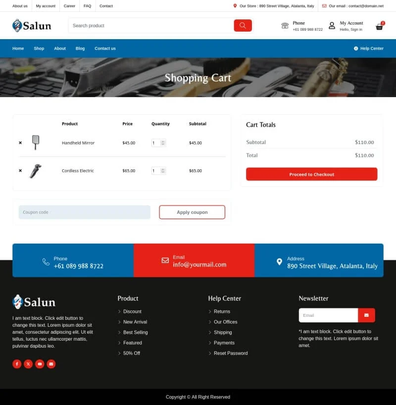 电商 Elementor 模板购物车预览