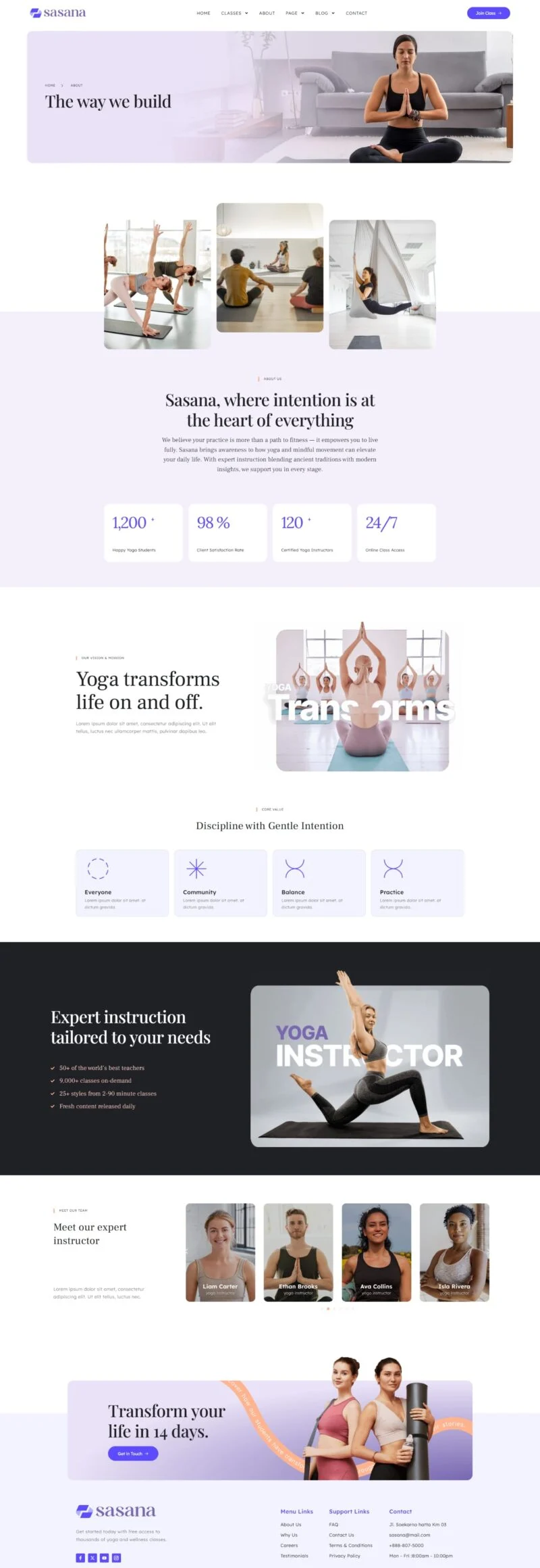 瑜伽课程与讲师团队Elementor网站模板_一键导入快速建站插图5-WP资源海 瑜伽/冥想 Elementor 模板关于我们预览