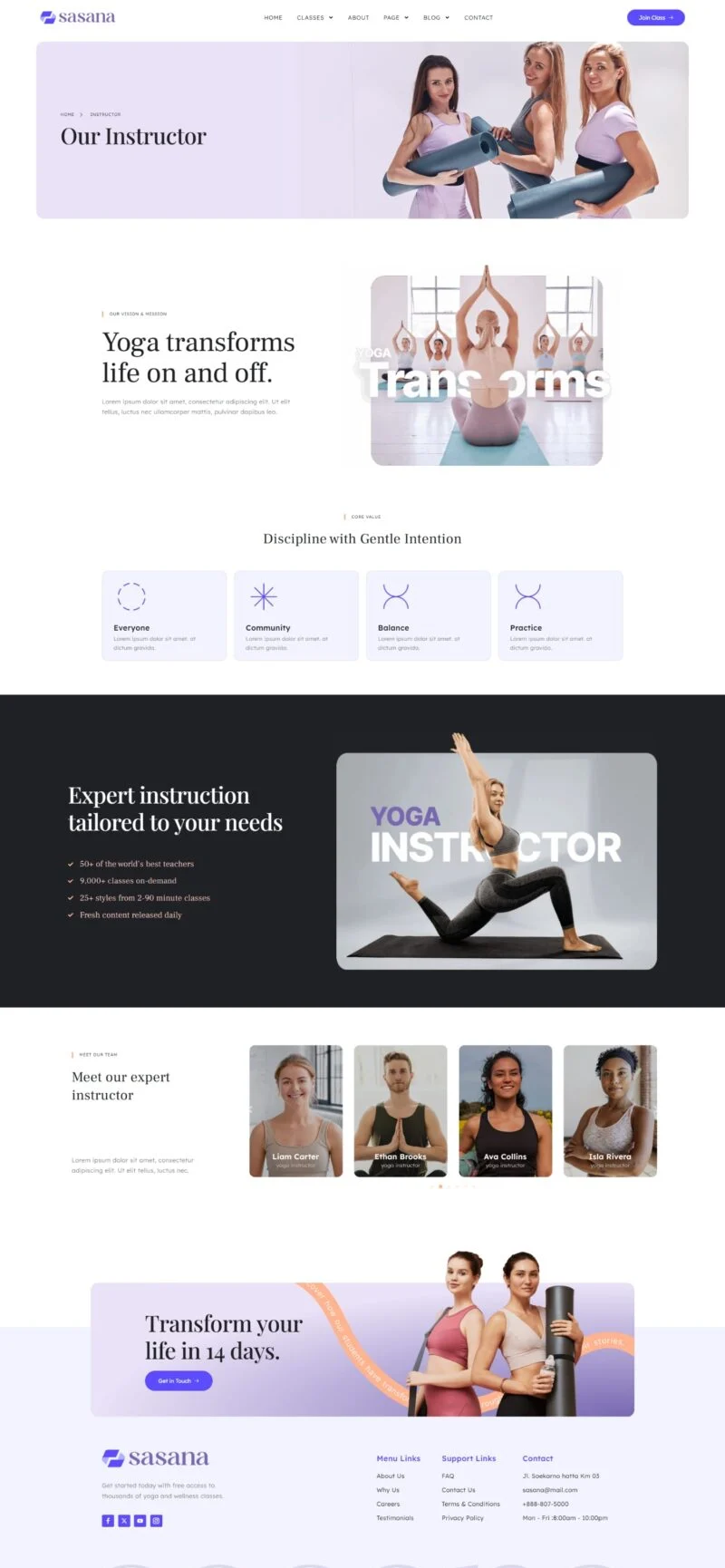 瑜伽课程与讲师团队Elementor网站模板_一键导入快速建站插图6-WP资源海 瑜伽/冥想 Elementor 模板讲师团队预览