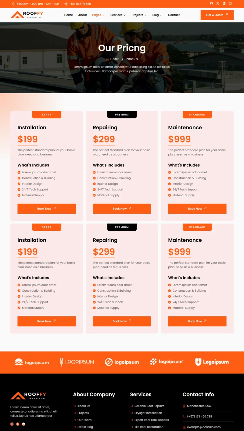 装修 Elementor 模板价格页面预览