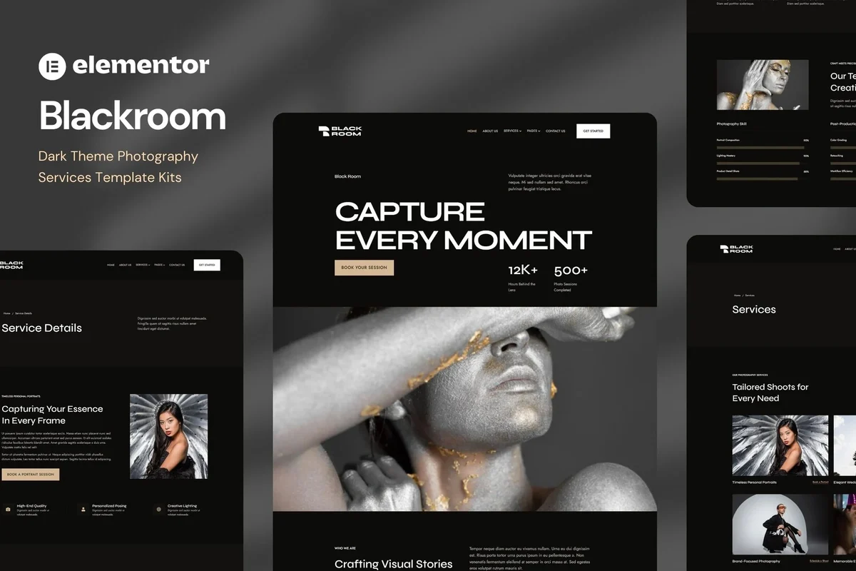 暗调摄影Elementor网站模板_一键导入快速建站插图-WP资源海 摄影 Elementor 网站模板封面