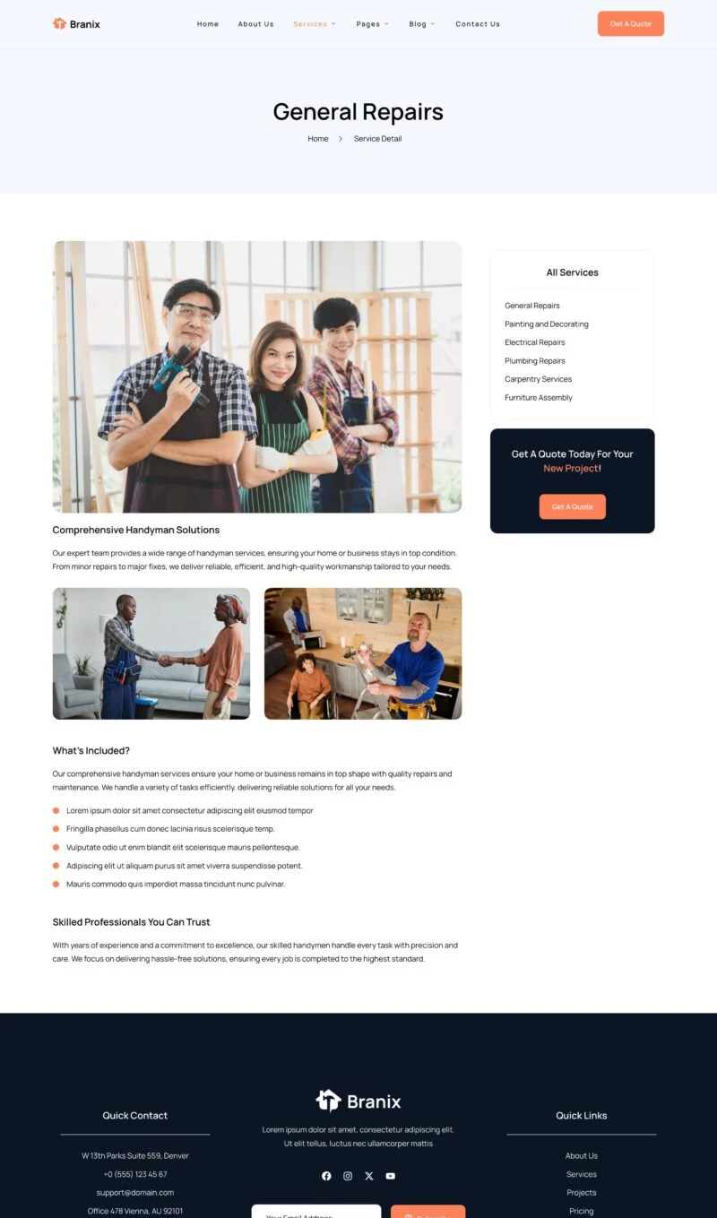 家居物业维修Elementor网站模板_一键导入快速建站插图5-WP资源海 维修 Elementor 模板服务详情预览