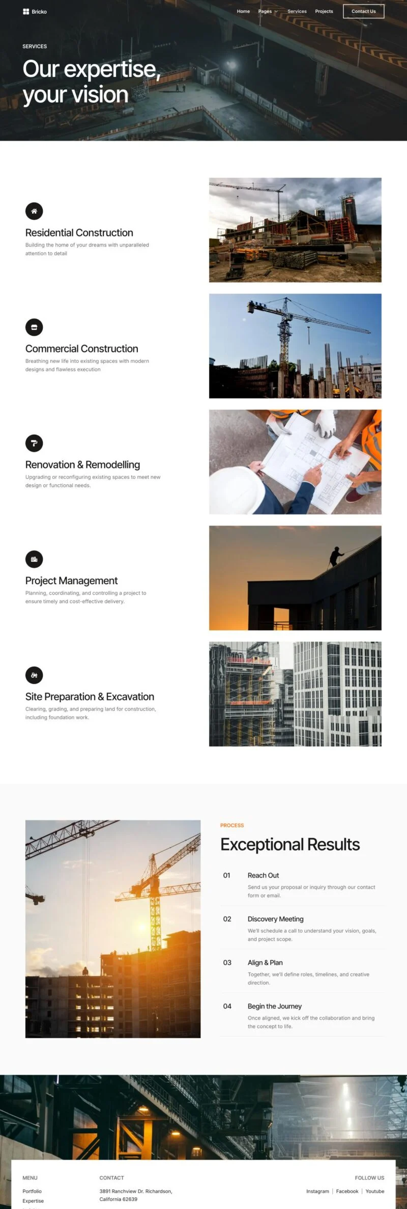 建筑/地产 Elementor 模板服务页面预览