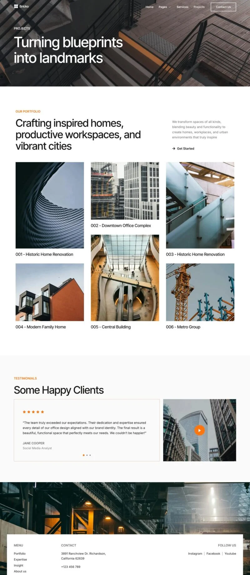建筑/地产 Elementor 模板项目案例预览