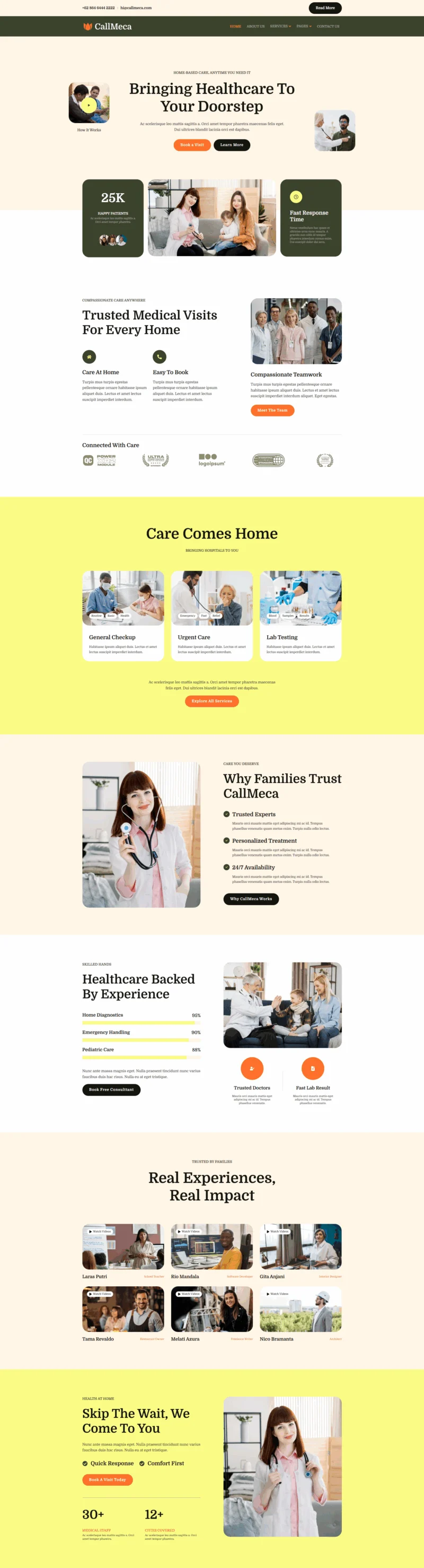 居家医护服务Elementor网站模板_一键导入快速建站插图1-WP资源海 健康/医药 Elementor 模板首页预览