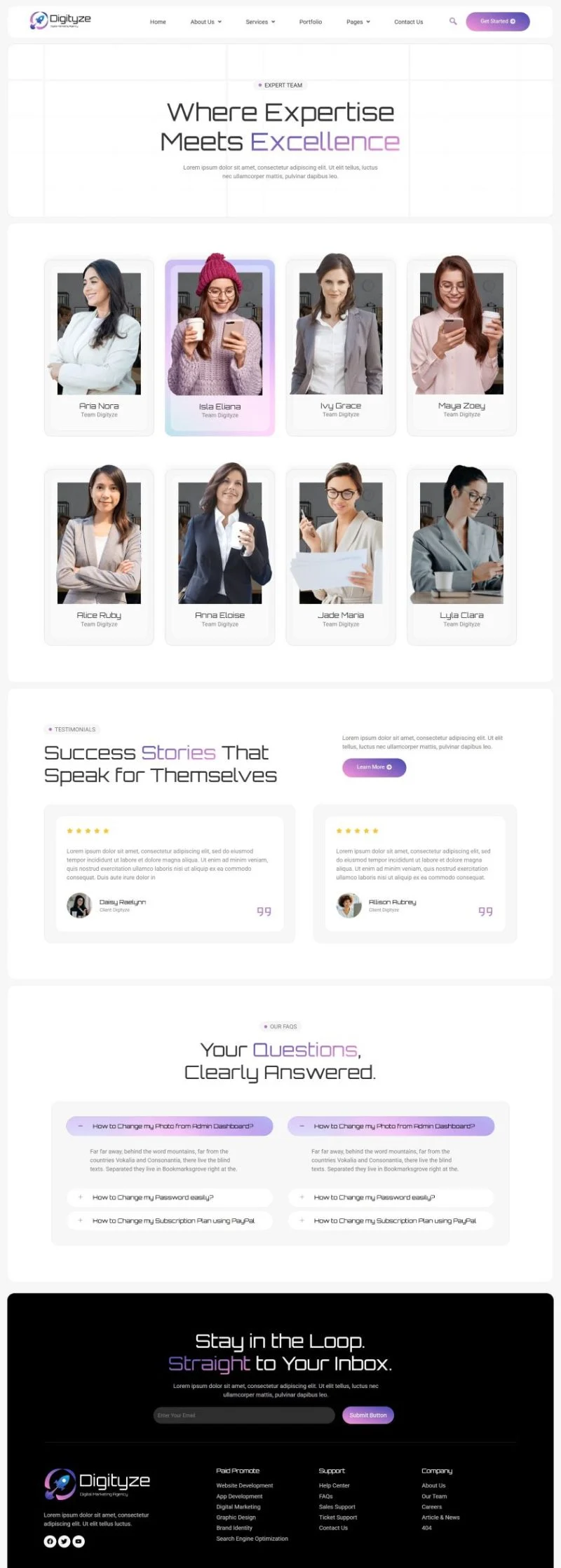 广告/营销 Elementor 模板团队页面预览