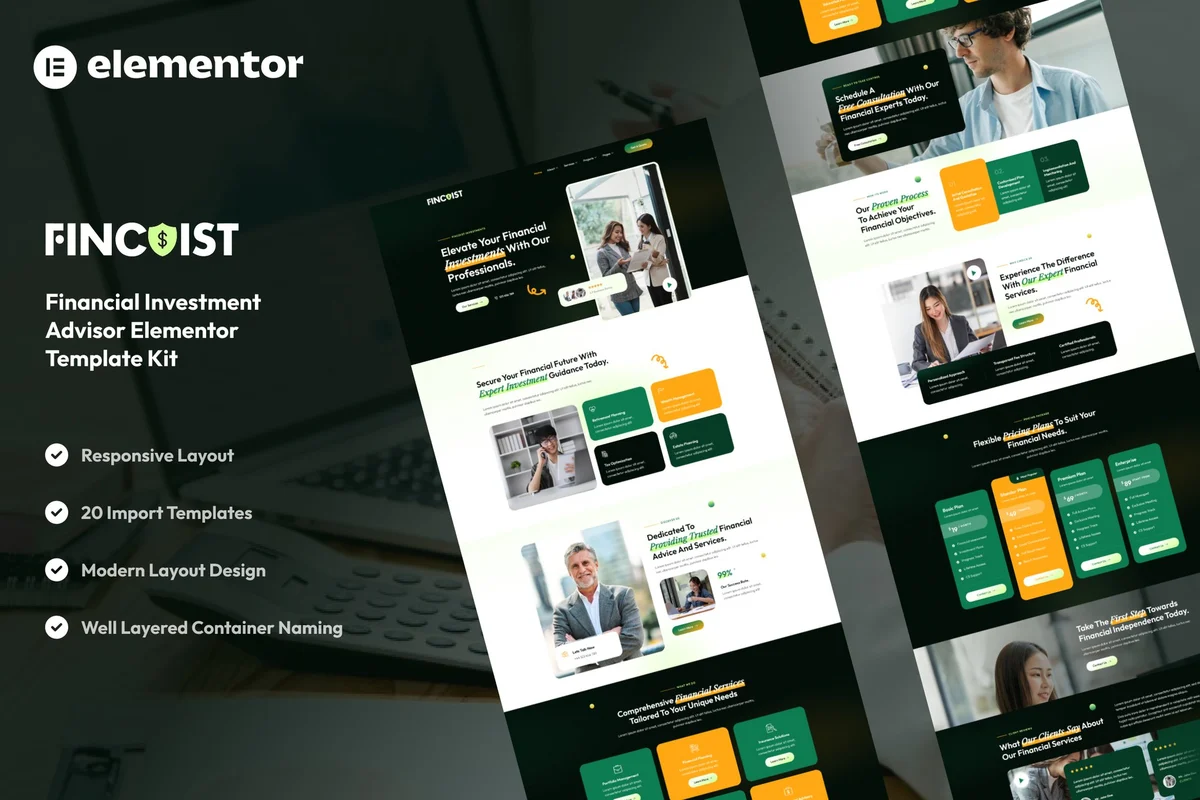 投资理财顾问Elementor网站模板_一键导入快速建站插图-WP资源海 金融/投资 Elementor 网站模板封面