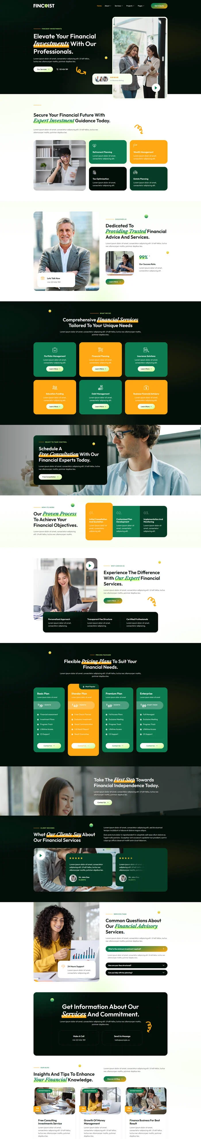 金融/投资 Elementor 模板首页预览