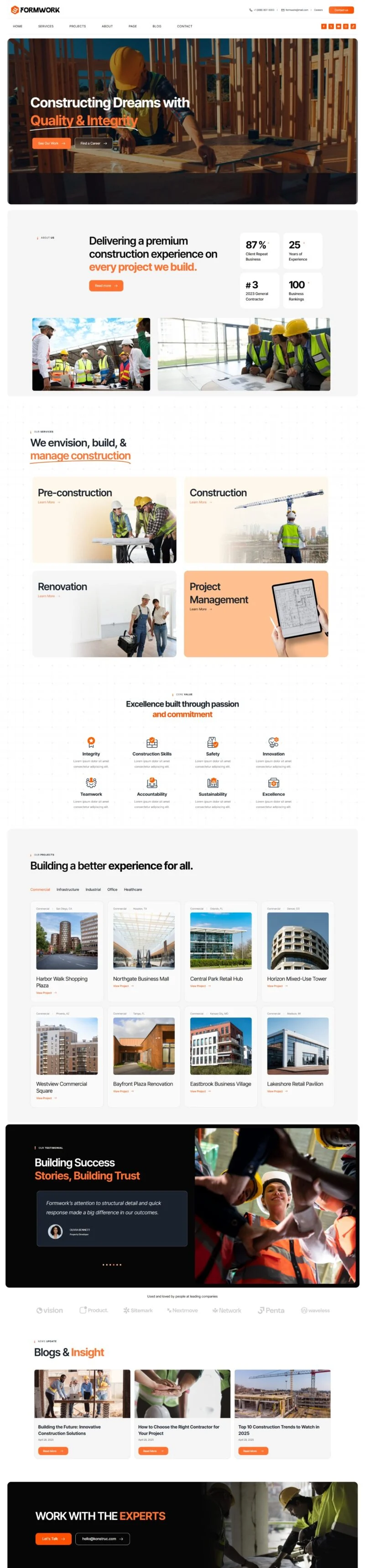 建筑/地产 Elementor 模板首页预览
