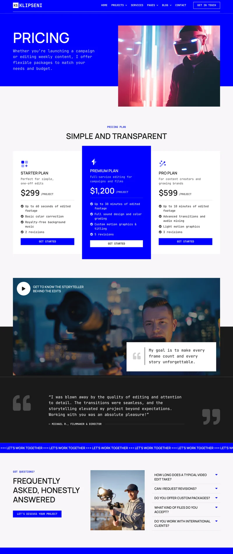 个人 Elementor 模板价格页面预览