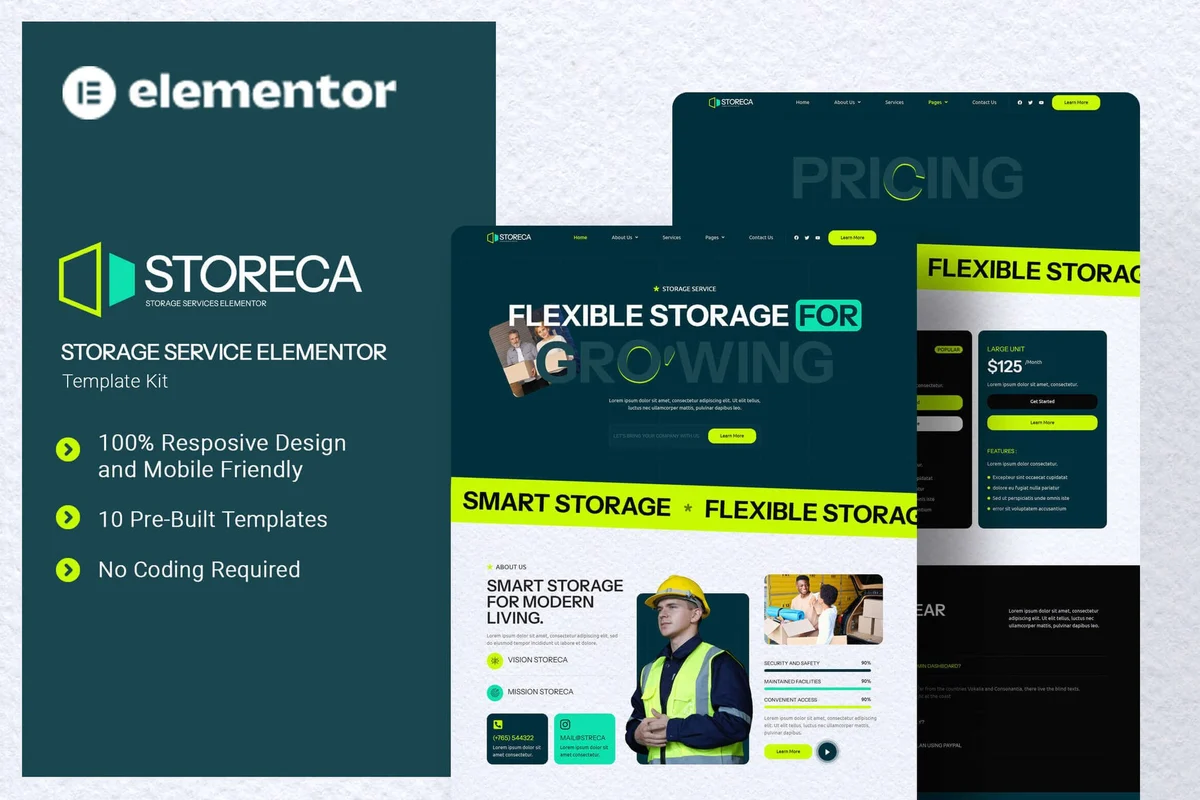 智能仓储/迷你仓Elementor网站模板_一键导入快速建站