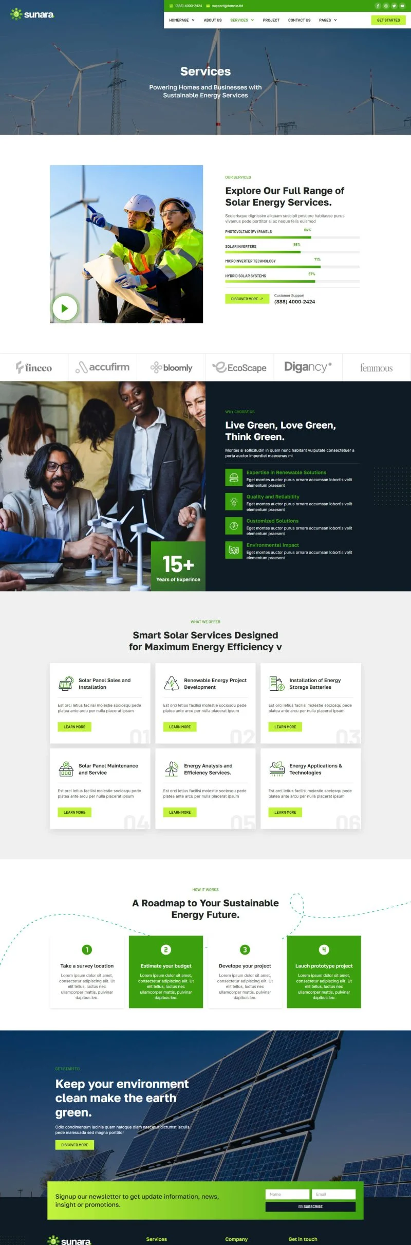 光伏安装工程Elementor网站模板_一键导入快速建站插图6-WP资源海 工业/工厂 Elementor 模板服务页面预览