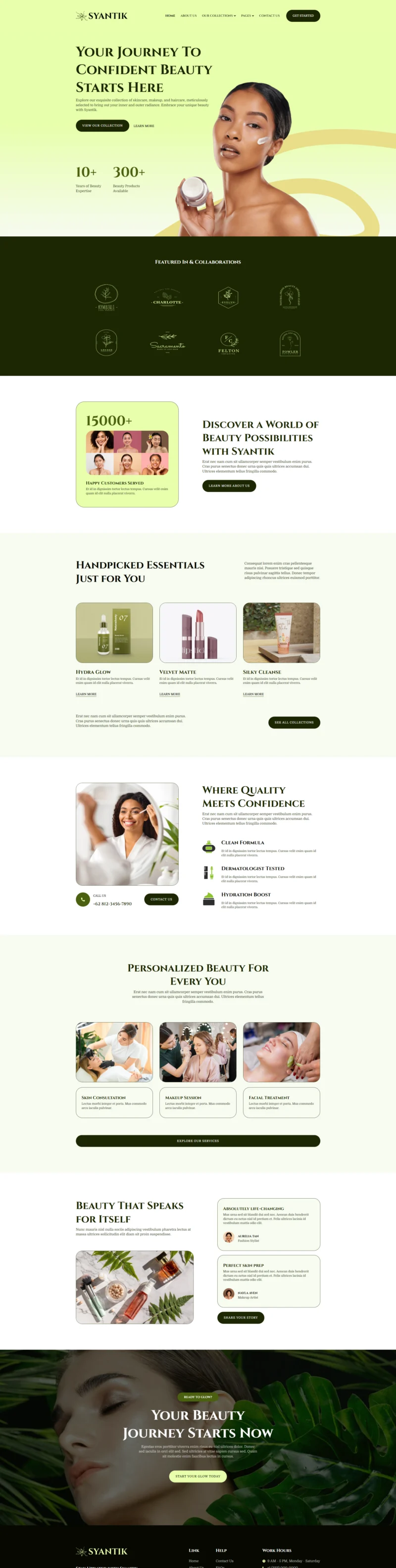 美妆产品Elementor网站模板_一键导入快速建站插图1-WP资源海 美容/美发 Elementor 模板首页预览