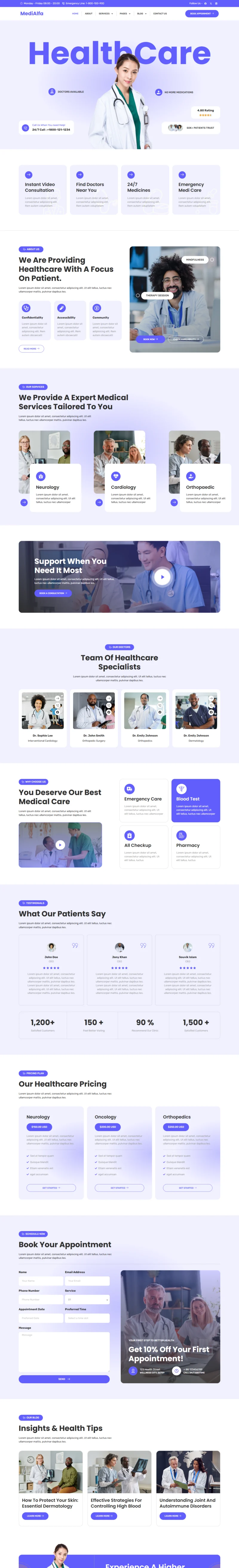 健康/医药 Elementor 模板首页预览
