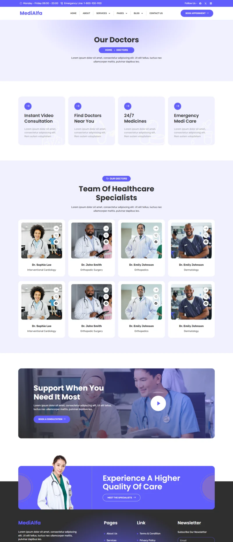 健康/医药 Elementor 模板医生团队预览
