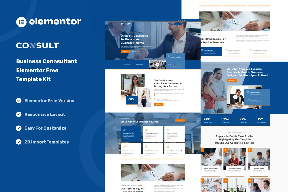 战略咨询Elementor网站模板_一键导入快速建站