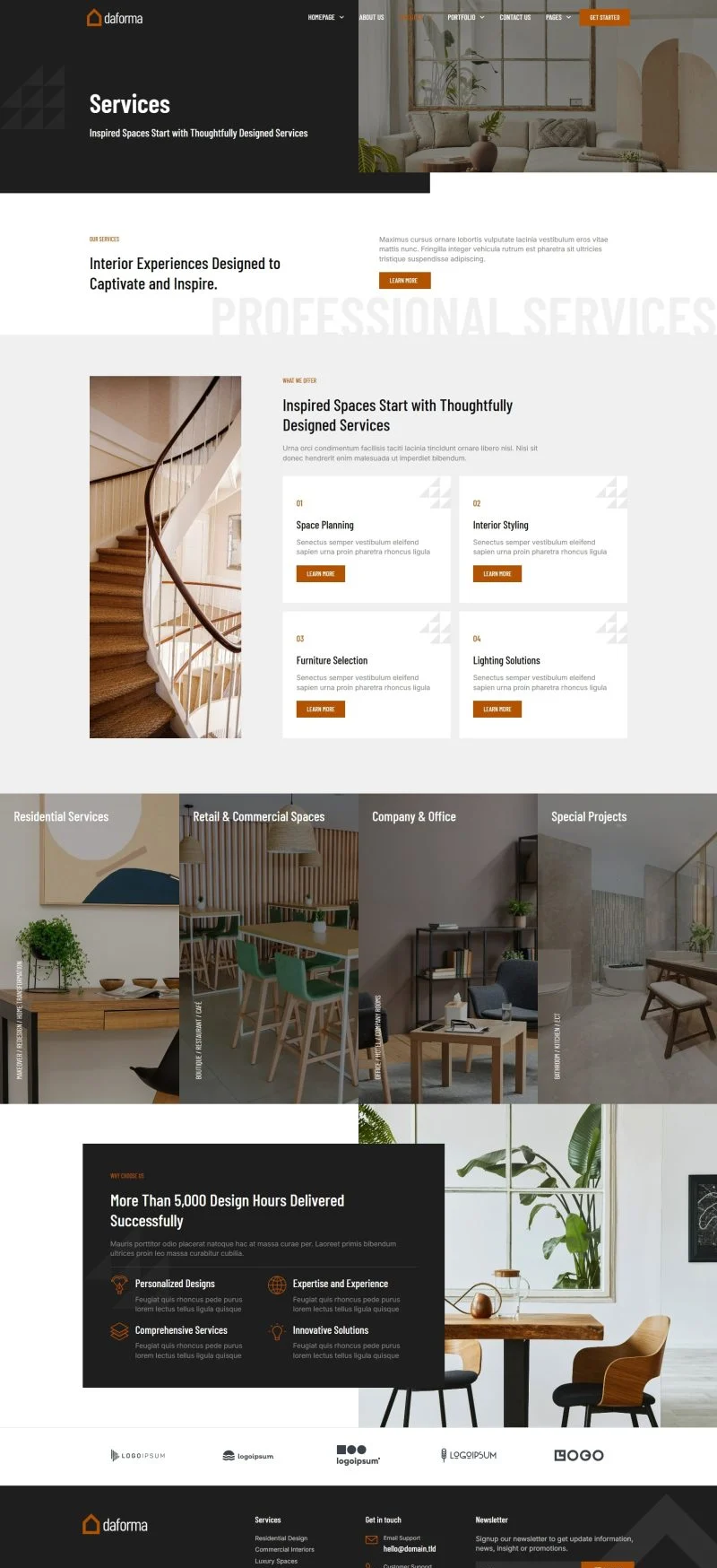 室内装饰Elementor网站模板_一键导入快速建站插图6-WP资源海 艺术/设计 Elementor 模板服务页面预览