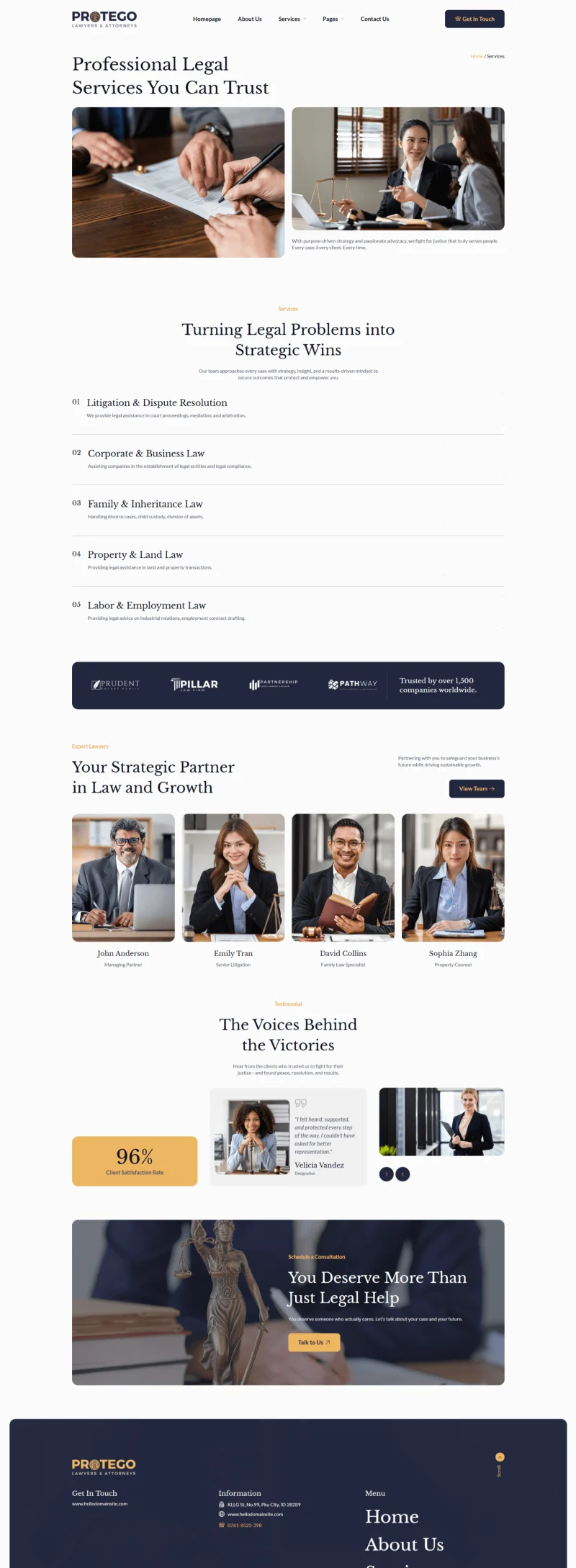 政治/法律 Elementor 模板服务页面预览