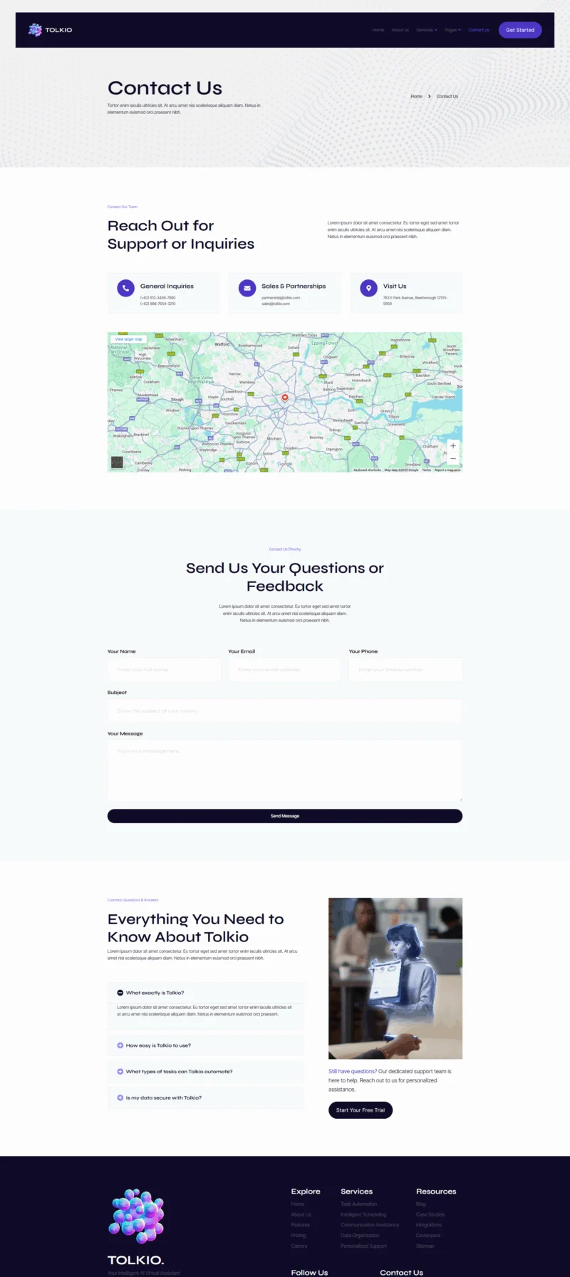 AI Elementor 模板联系页面预览