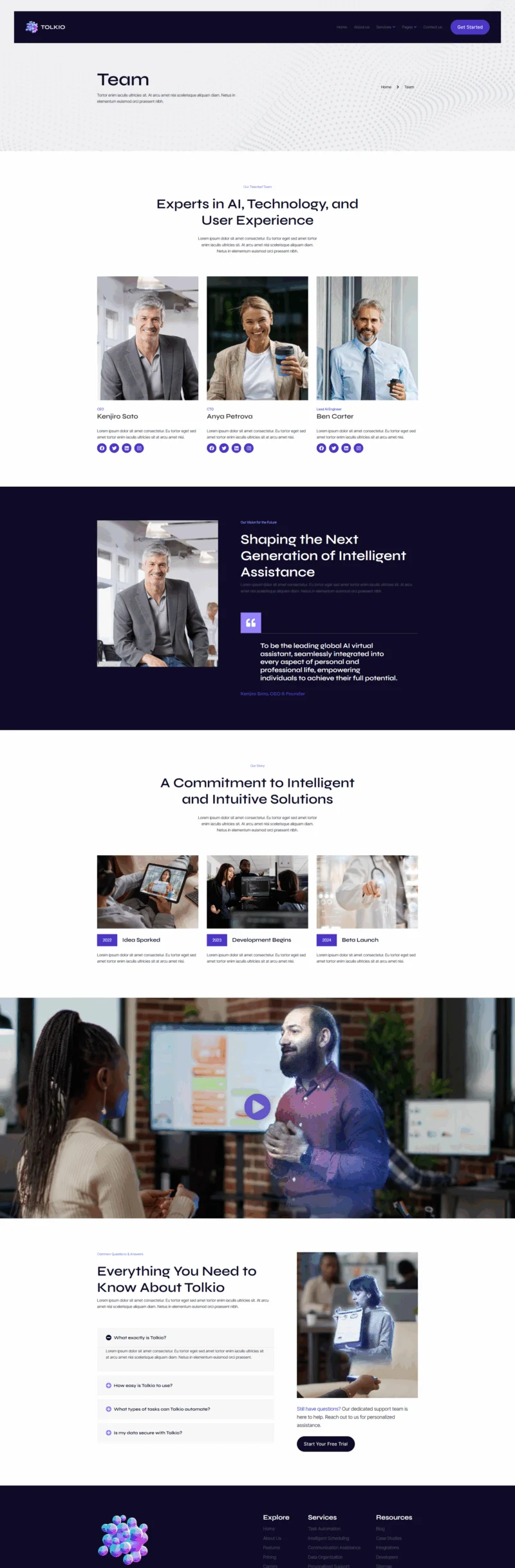 AI Elementor 模板团队页面预览