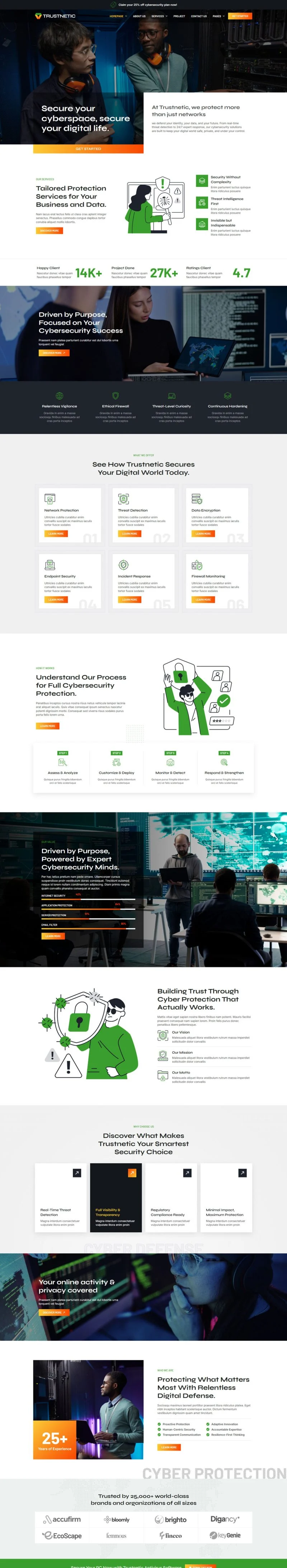 网络信息安全Elementor网站模板_一键导入快速建站插图2-WP资源海 IT互联网 Elementor 模板首页预览