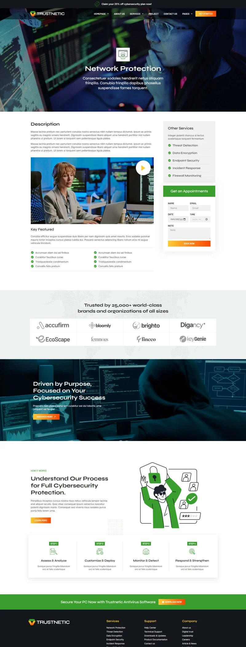 网络信息安全Elementor网站模板_一键导入快速建站插图3-WP资源海 IT互联网 Elementor 模板服务详情预览