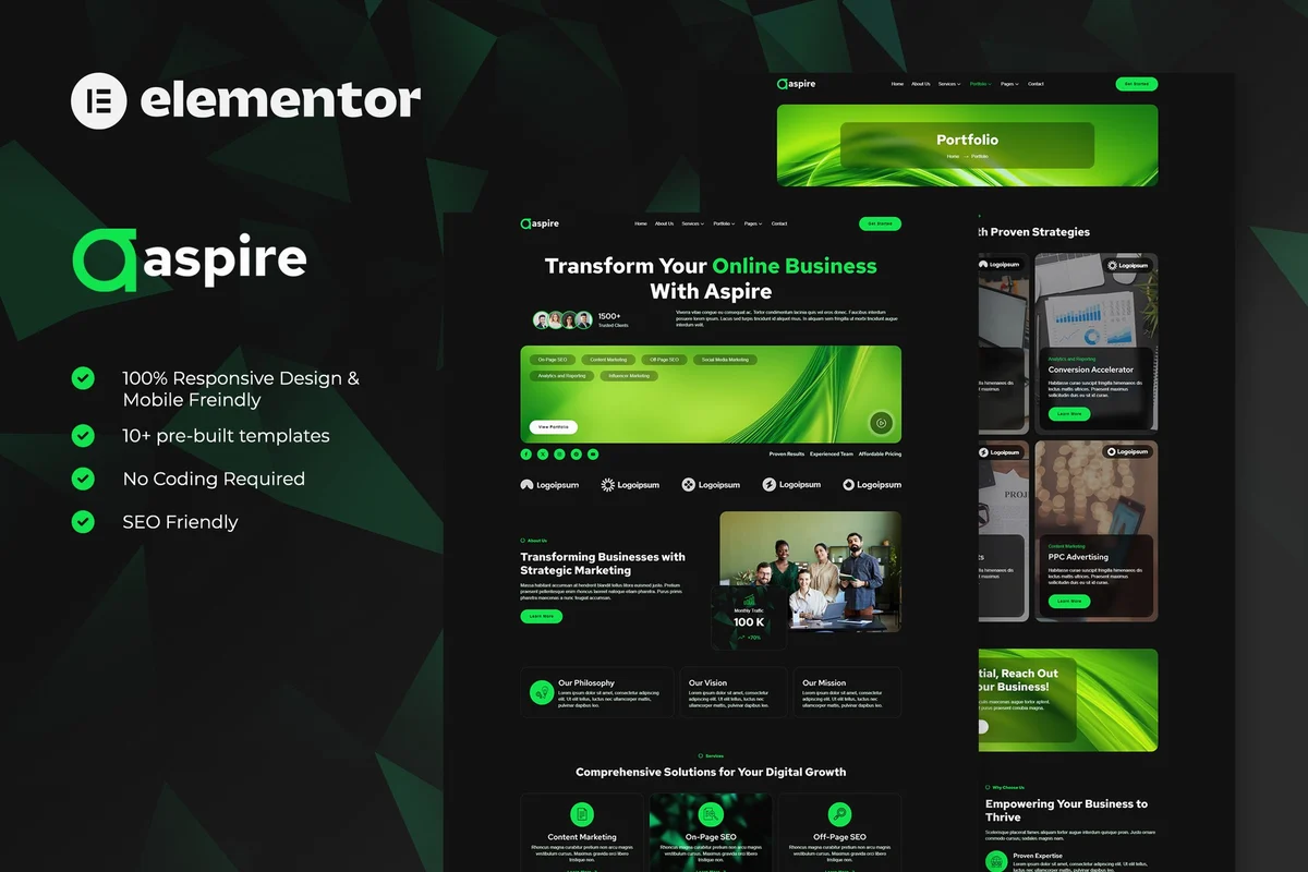 SEO优化机构Elementor网站模板_一键导入快速建站