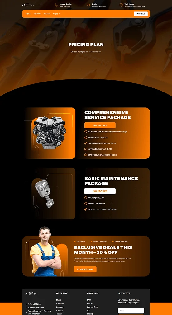 维修 Elementor 模板价格页面预览